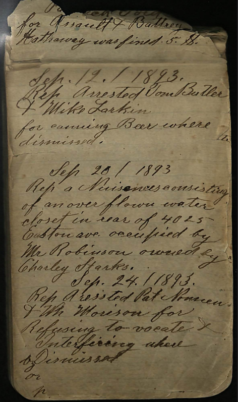 Charles Henry Richter Police Notebook, 1893-1896