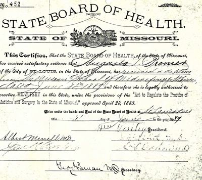 midwifery diploma, 1887