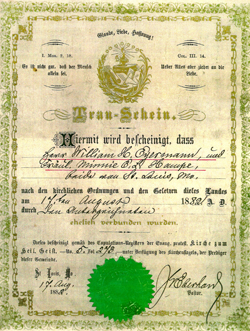 William Eyermann's marriage certificate